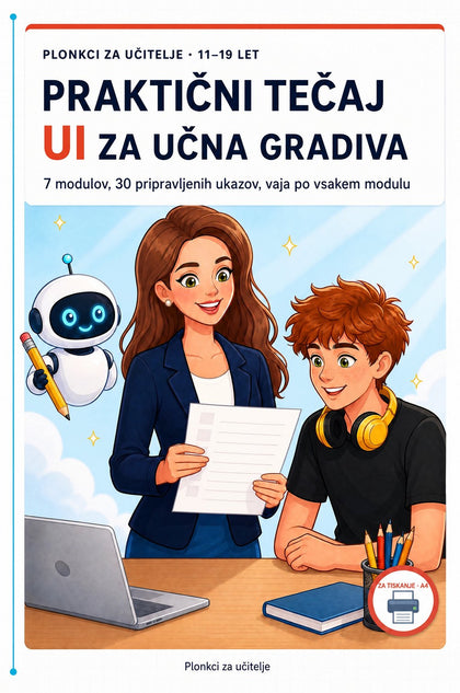 Praktični tečaj UI za učna gradiva — naslovnica