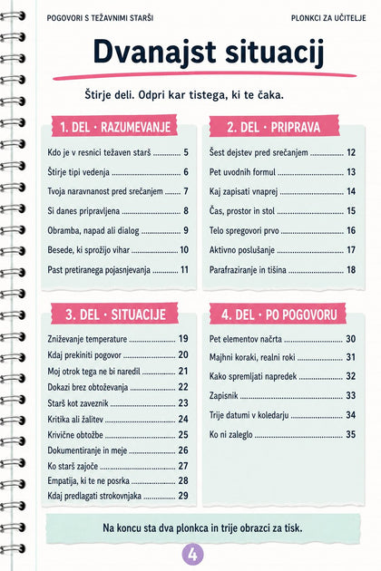 Pogovori s težavnimi starši — notranja stran